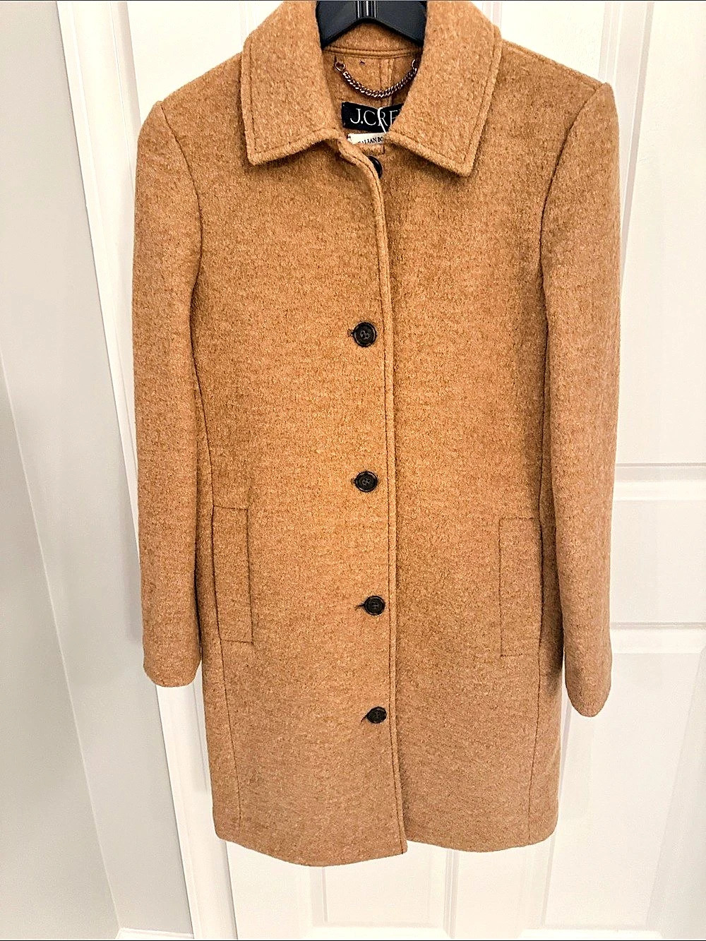J.Crew Car Coat in Italian Boiled Wool Brown Small